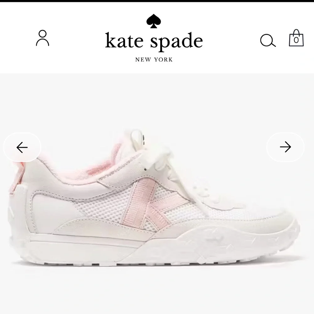 NEW K as in Kate KATE SPADE White Runner Sneakers in Pastry Pink $198 NWT